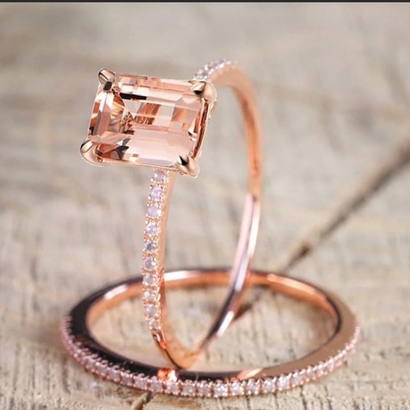 *NEW 18K ROSE GOLD MORGANITE HALO RING - Picture 6 of 7